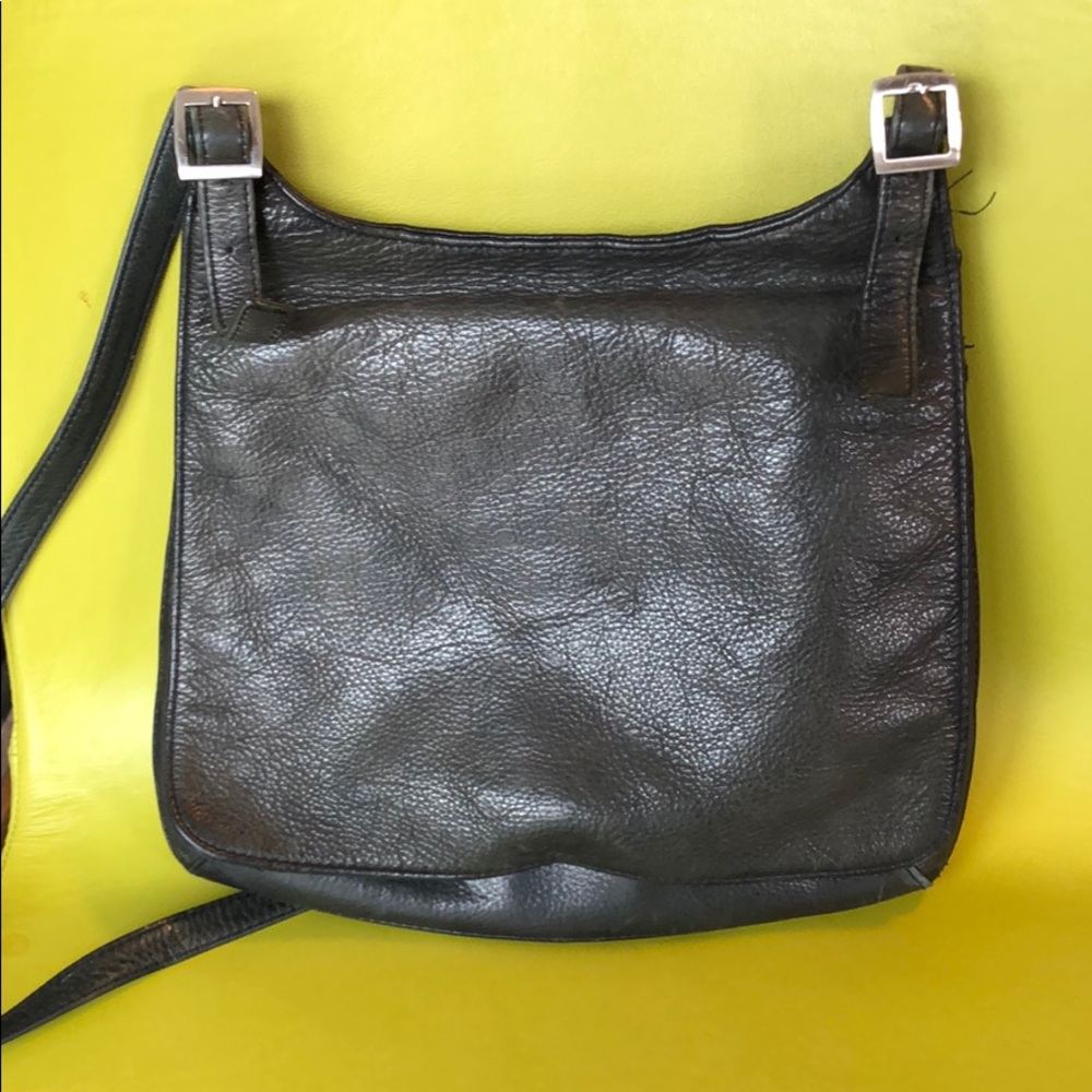 A. Gianetti Genuine Black Leather Crossbody Purse